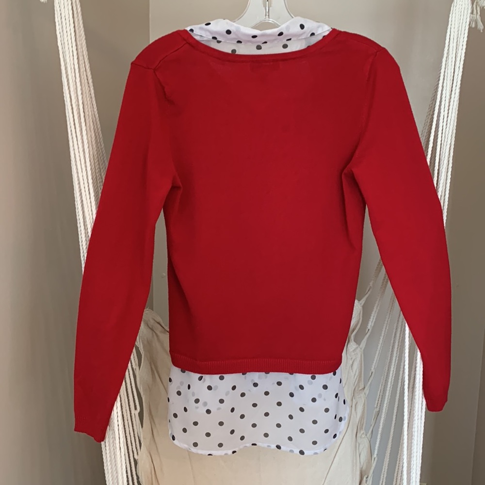 Kim Rogers- Medium- Red Sweater w/ black & white dots - Picture 4 of 4
